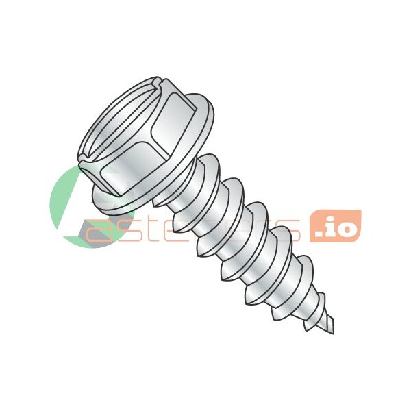 Newport Fasteners Sheet Metal Screw, #10 x 1-1/2 in, Zinc Plated Steel Hex Head Slotted Drive, 3000 PK 657120 - main